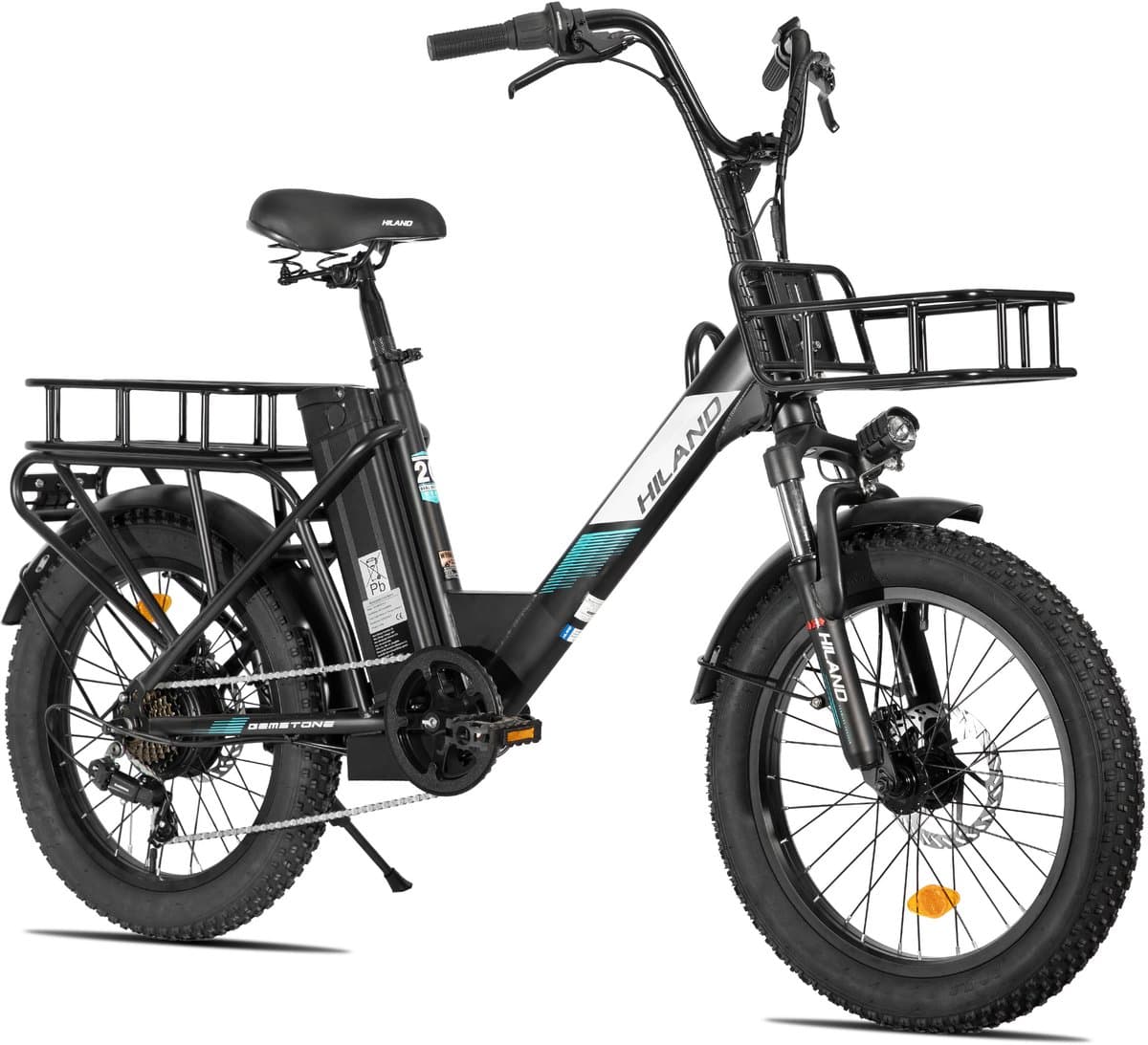 HILAND Elektrische Cargo Fatbike – 20" Dikke Banden – 48V – 7 Speed – Zwart thumbnail 3