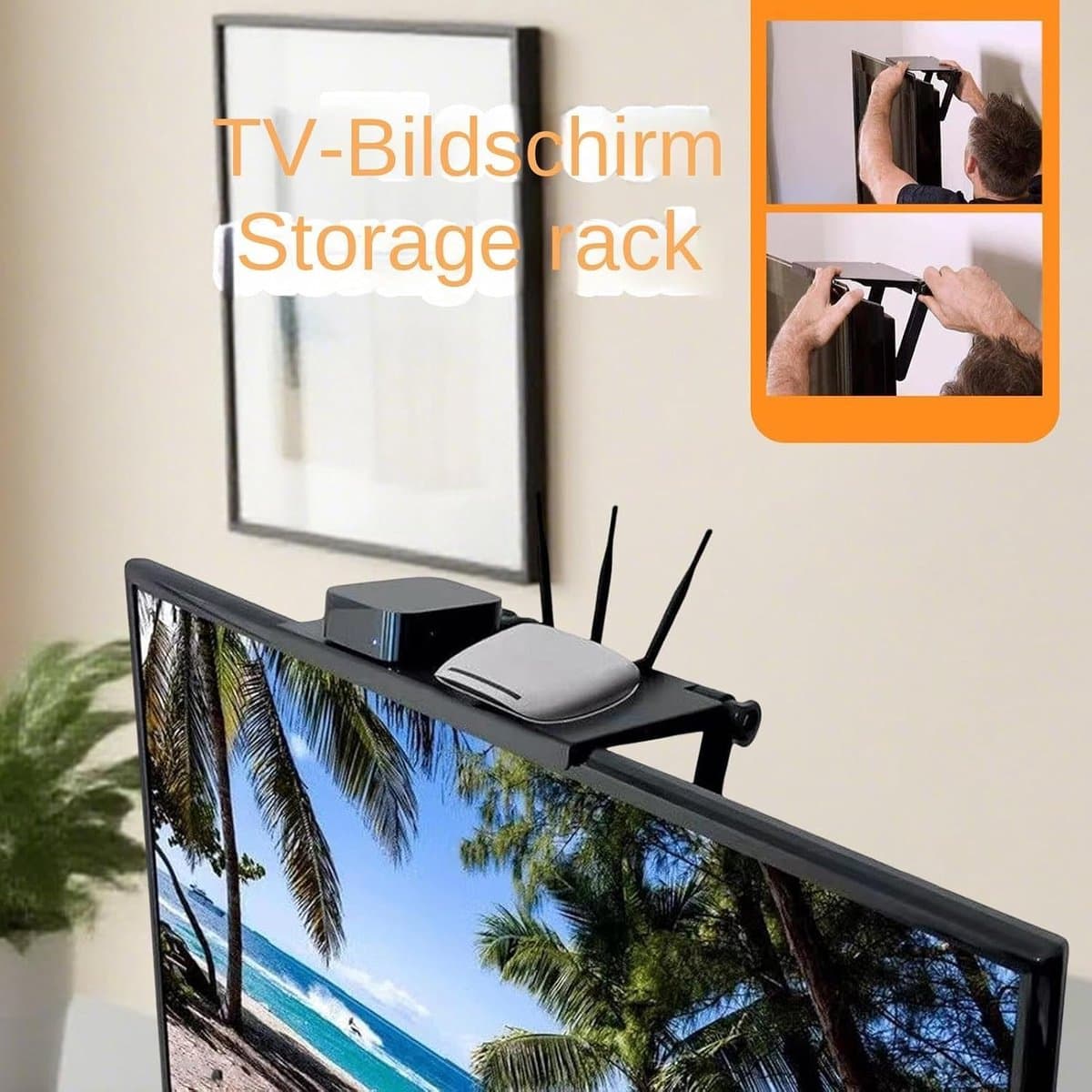 Monitorrek - Tv-plank - Ruimte Besparen - Montage Zonder Boren - 33 x 16 cm - Enkele Kenmerken thumbnail 3