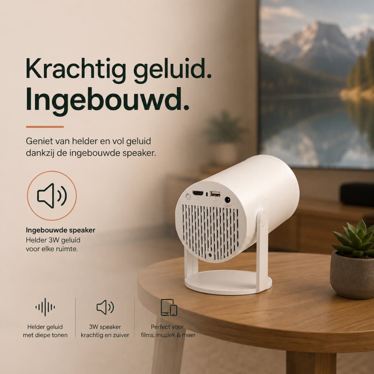Organess Beamer - Home Cinema - 8k ondersteunend - Projector - besturingssysteem 14.0 - Projector Scherm - Wit thumbnail 5