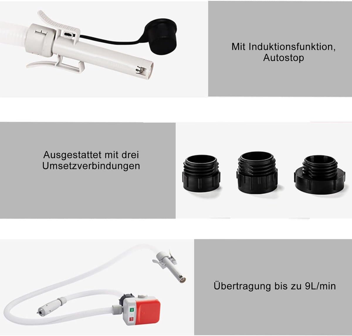 Hevelpompen - Elektrische Hevelpomp - 9.2L/min - Elektrische Hevelpomp met Auto-Stop Sensor - USB Oplaadbare Brandstofpomp - Transferpomp - Mobiele Vloeistofpomp - Universele Hevelaar - voor Diesel, Benzine en Water thumbnail 7