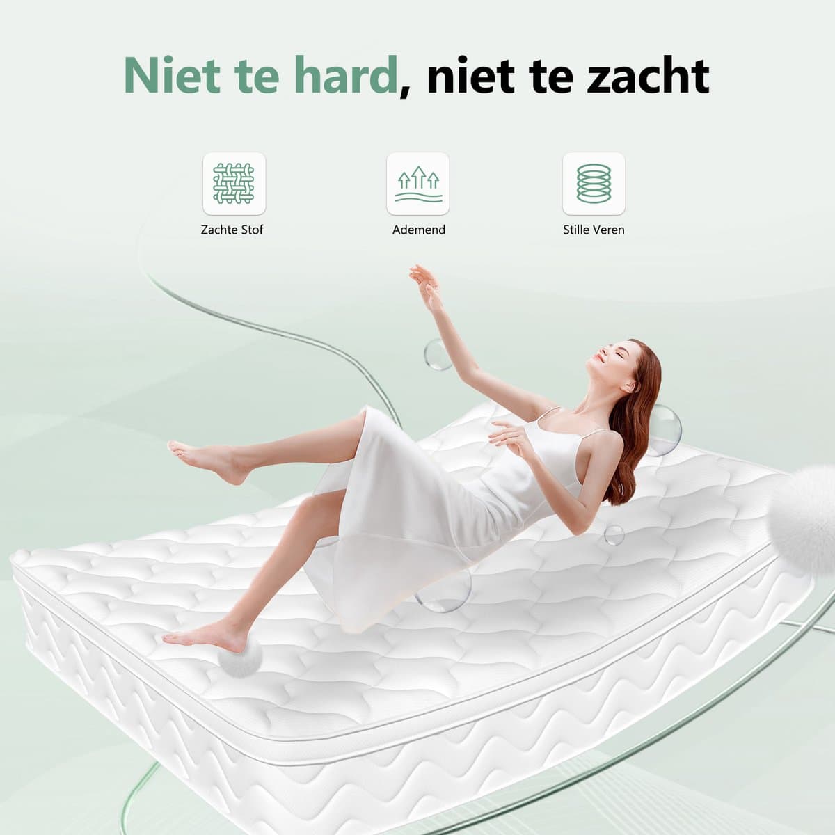 Saikefy matras 90x200cm - 28cm - Pocketvering Matras - 7-Zones - Orthopedisch - Afritsbaar en wasbaar hoeslaken - Anti-Allergie - Traagschuim - Gemiddelde Stevigheid thumbnail 5
