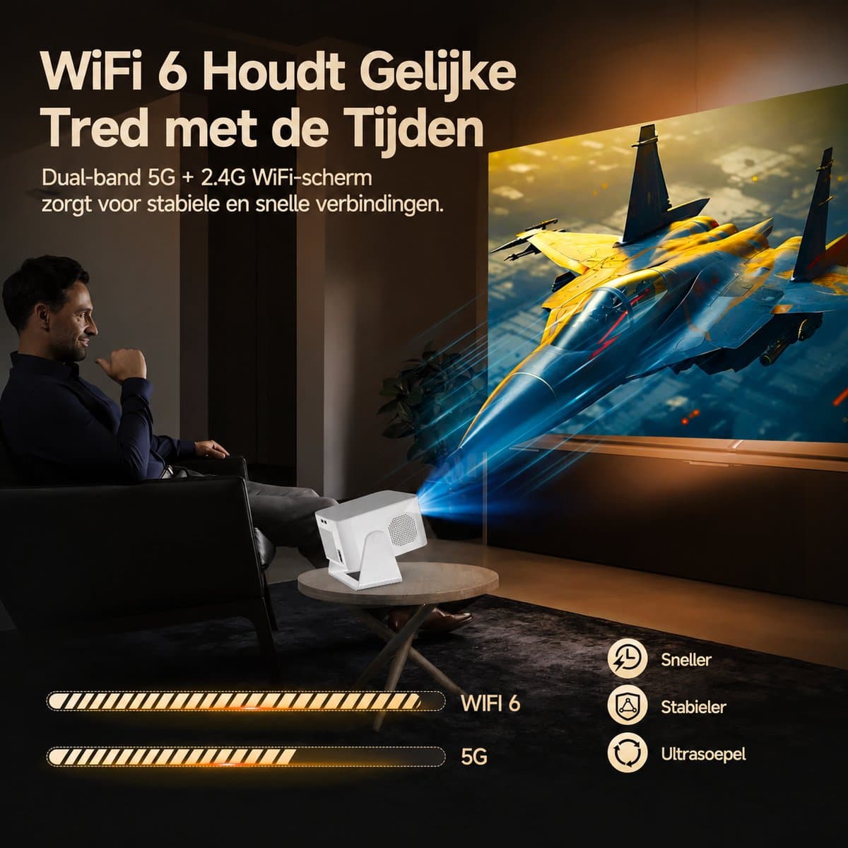 Magcubic® HY350MAX Mini Beamer 8K-1080P Full HD Smart Projector-600ANSI Lumen-Draagbare Beamer voor Film & Gaming-Thuisbioscoop–180° Draaibaar-Automatische focus-Geïntegreerde Google Play&6000+ Apps–Android 14-WiFi 6&Bluetooth 5.4 thumbnail 6