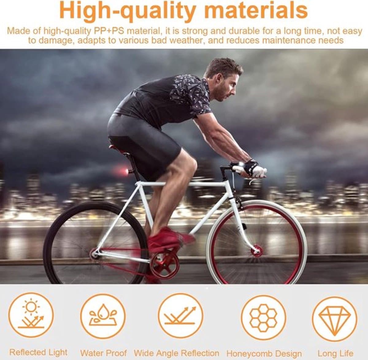 Set van 10 kattenoogreflectoren, 56 mm ronde reflectoren, duurzame fietsreflectoren in kattenoog-stijl, reflectoren met schroefbevestiging, rood en oranje, voor auto's, fietsen en motorfietsen thumbnail 5