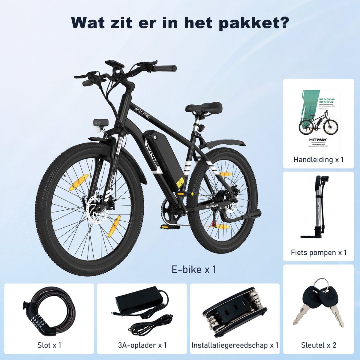 Hitway BK15 Pro - 27.5" City E-bike, 250W, afneembare batterij thumbnail 2