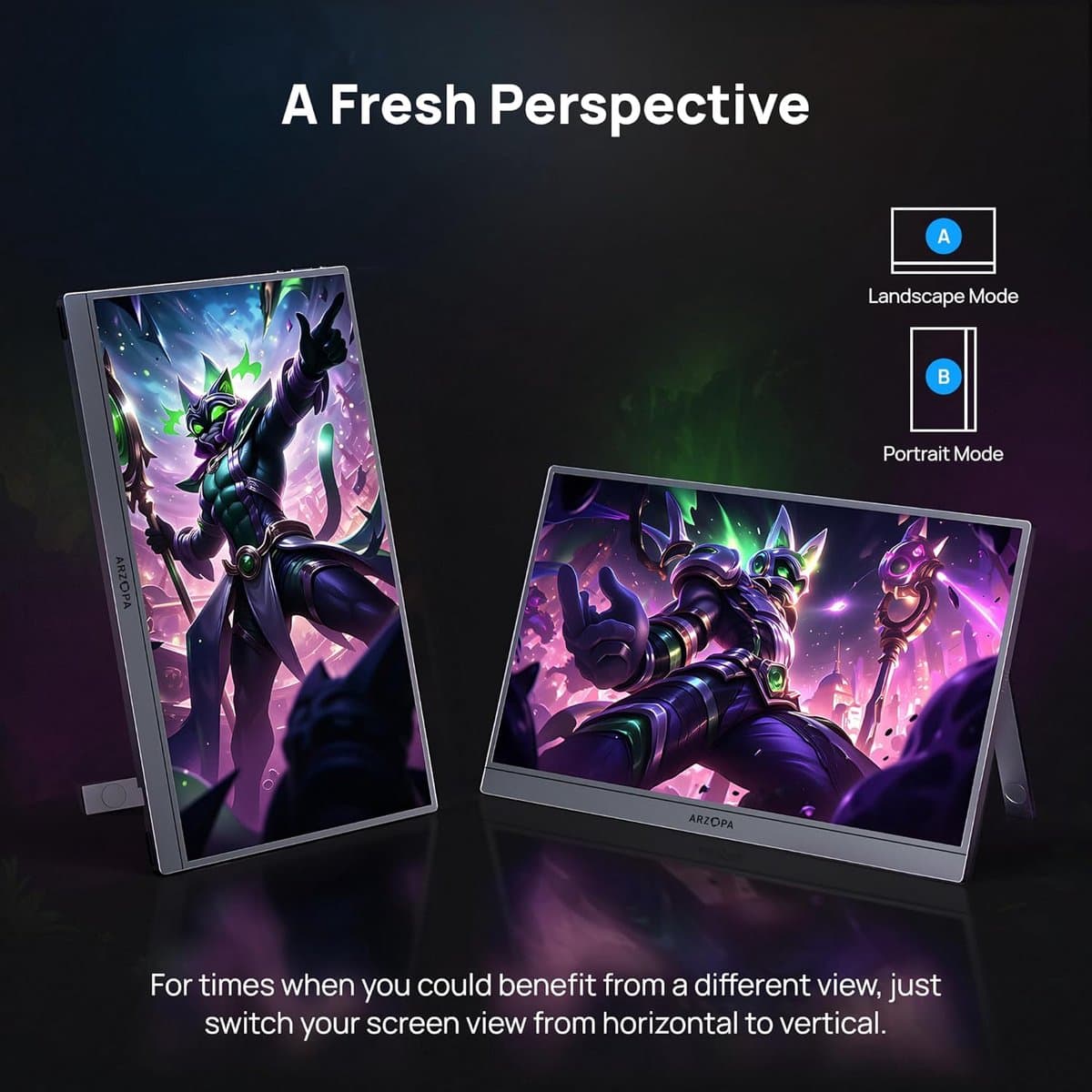 Arzopa Z1FC - Portable 144hz Gaming Monitor - Inclusief Sleeve - Premium Slim Aluminium Design - Space Grey - Apple Macbook Compatible - 100% sRGB Kleurprofiel - Met kabelbundel - 16 inch thumbnail 5