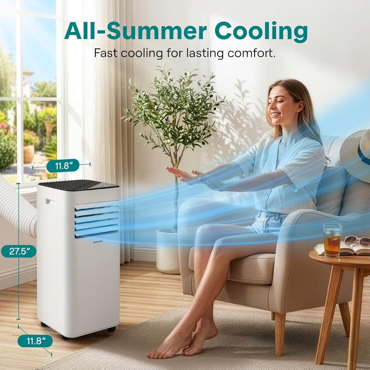Mobiele airco 8000 BTU draagbare airconditioner met ontvochtiger ventilator afstandsbediening thumbnail 8