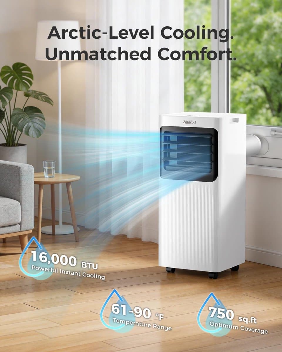 Mobiele airco 16000 BTU stille draagbare airconditioner met wifi, ontvochtiger en slaapstand thumbnail 6