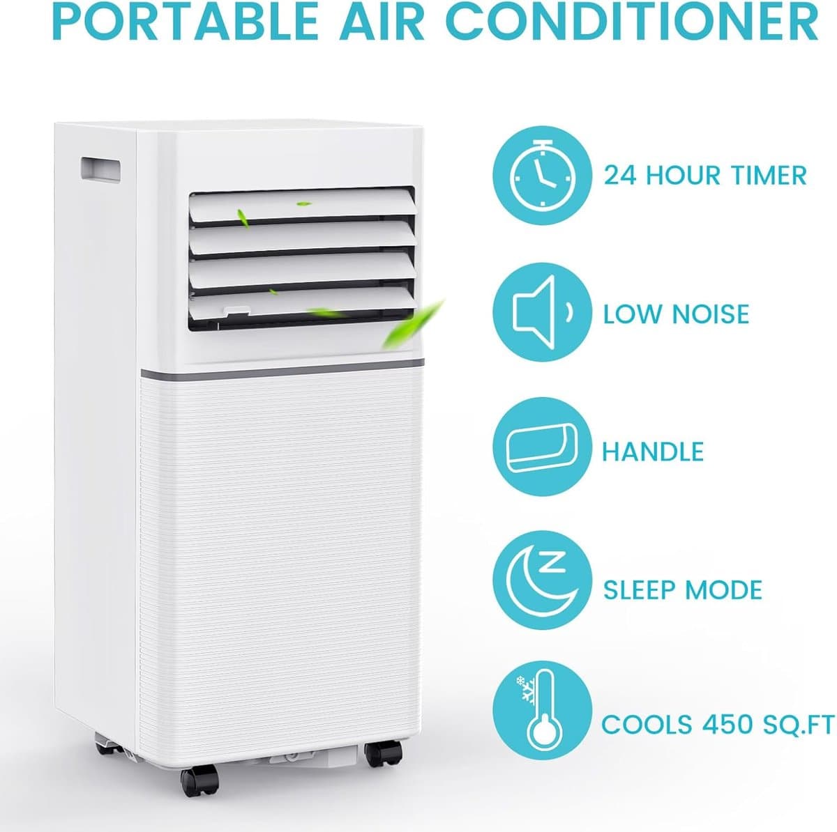 Mobiele airco 10000 BTU stil draagbaar met ontvochtiger, ventilator en slaapmodus 3-in-1 functie thumbnail 7