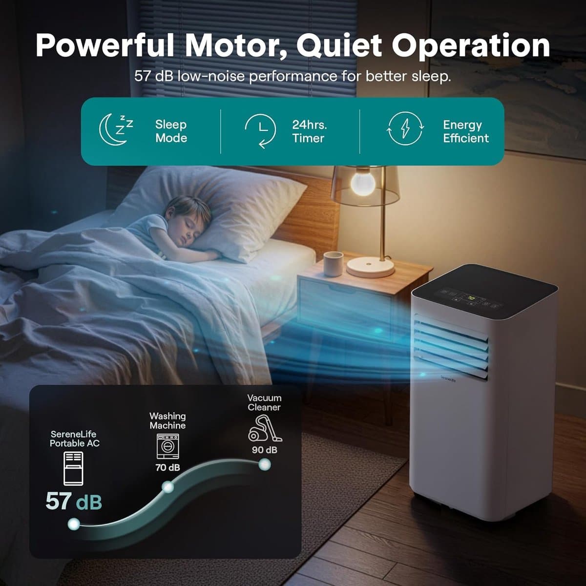 Mobiele airco 8000 BTU draagbaar met ontvochtiger, ventilator en led-display inclusief raamkit thumbnail 5