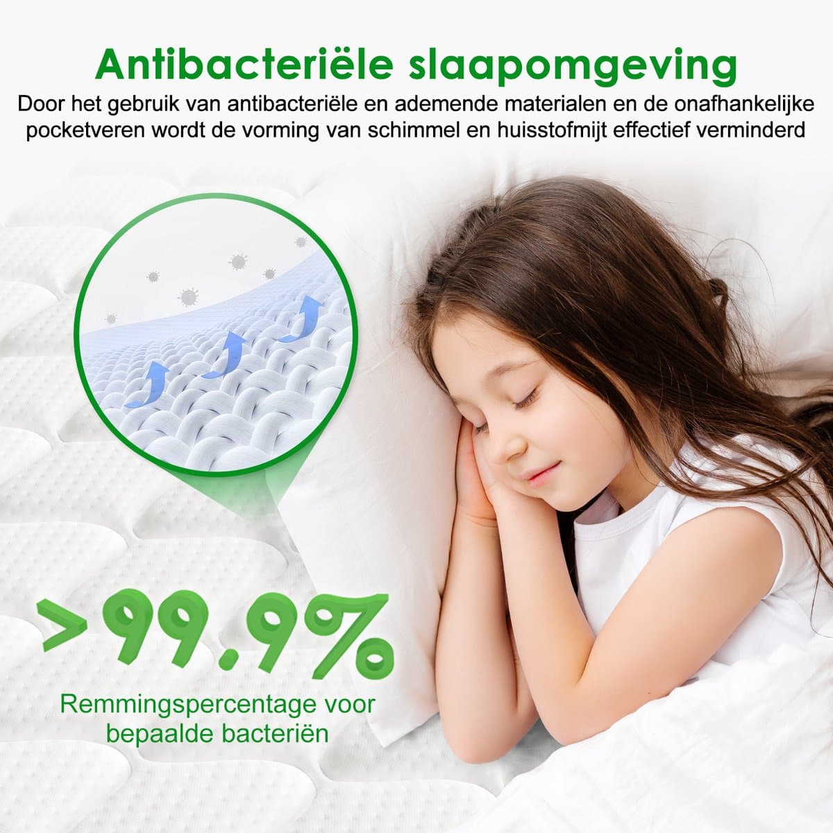 Fukstern Matras 160x200 Tweepersoons - Pocketvering Matras 25cm Dik - 7 zones - OEKO-TEX Gecertificeerd - Anti-Allergische - Orthopedisch Eenpersoonsmatrassen - H3/H4 Medium Hard - 10 Lagen Hoogwaardige Materialen - Voor Kinderen en Volwassenen thumbnail 5