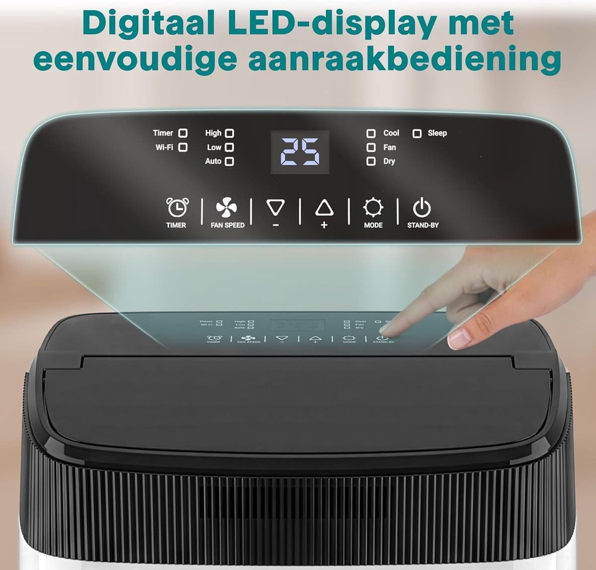 Mobiele airco 7000 BTU – Met WiFi en app – Ontvochtiger – Ventilator – Met raamkit thumbnail 2