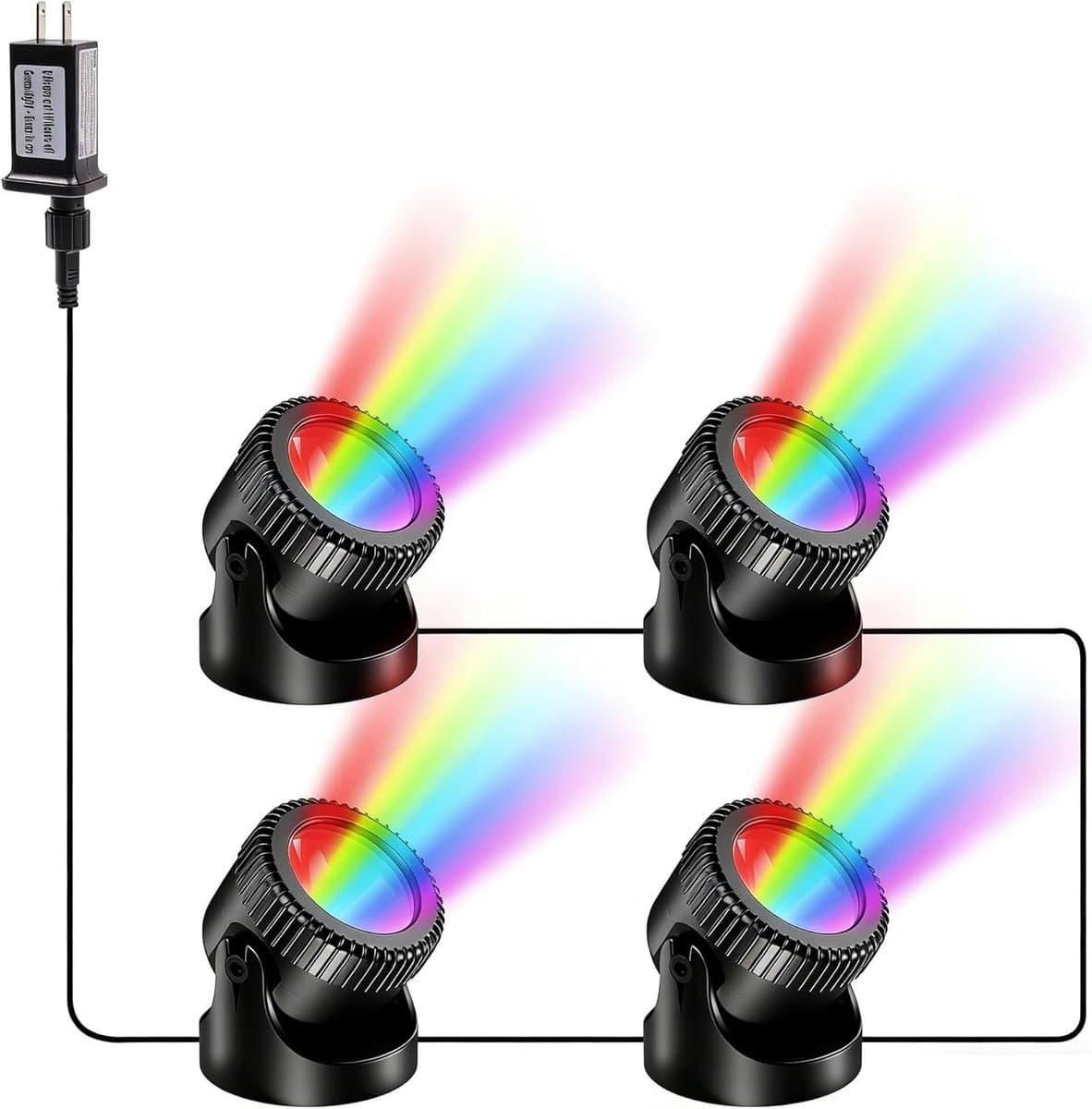 POPOSOAP RGB-onderwaterverlichting voor vijvers met timer, 20 dimbare kleuren, IP68-waterdichte dompelbare LED-fonteinverlichting, afstandsbediening, voor vijvers, aquaria, tuinen en zwembaden (4-in-1) [Energieklasse C]