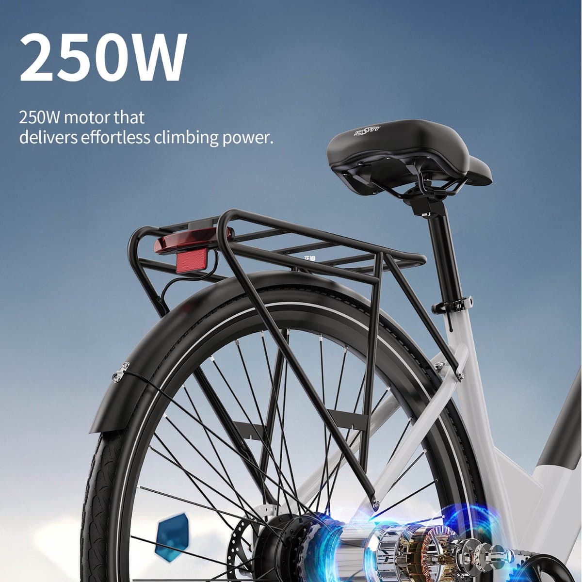 ONESPORT OT12 E-bike - 25 km/u - 27.5inch - 40km actieradius - 250W motor - 36V 13Ah accu - wit thumbnail 5