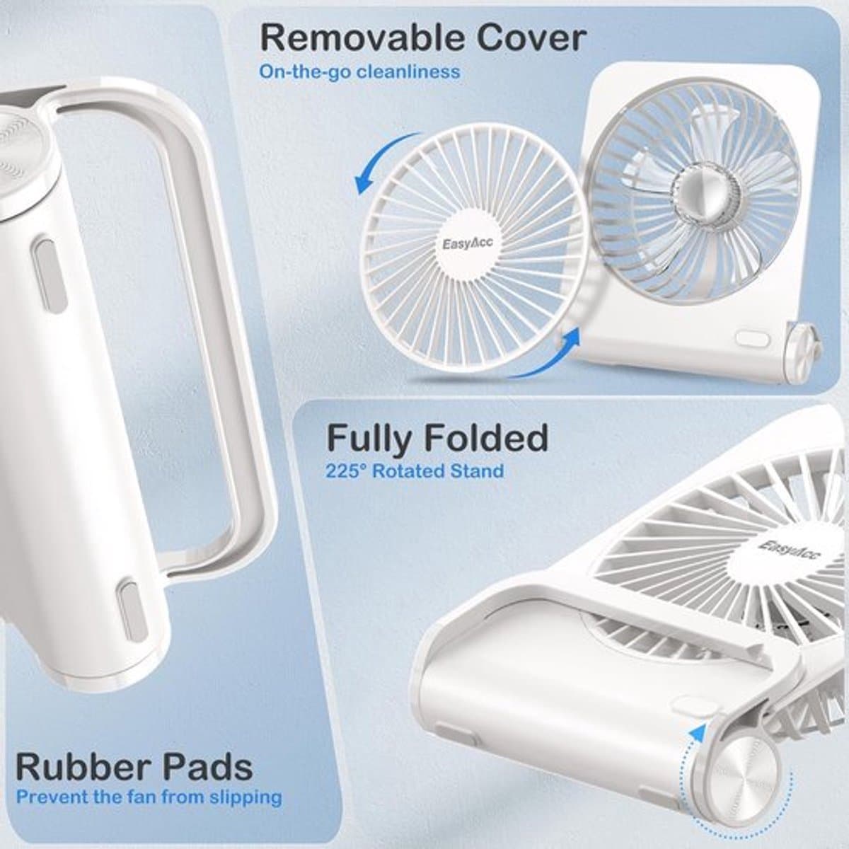 Solvix tafel ventilator geluidloos - Tafelfan - Wit - Oplaadbare 4000 mAh Batterij - Super Stil - Voor Thuis en Kantoor thumbnail 5