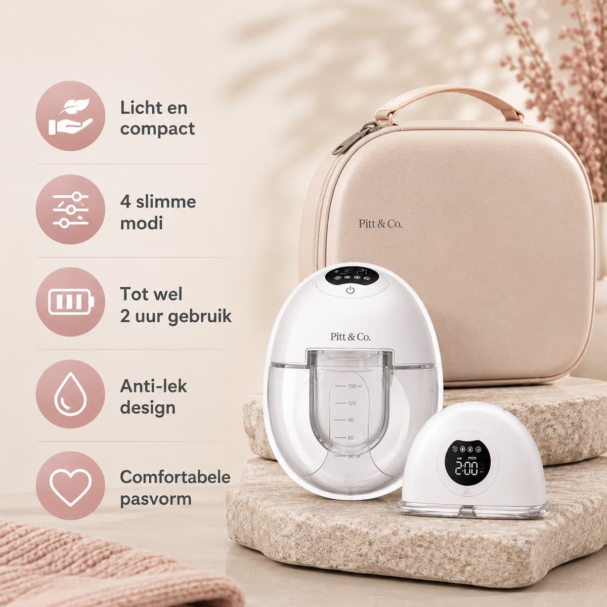 Elektrische Borstkolf Handsfree - Dubbele Set - Draadloos & Draagbaar - Dubbele BPA-vrije Kolf - Draadloze Borstkolf - Kolfapparaten - Breast Pump - Stil - Incl. Melkzakjes & E-book thumbnail 2