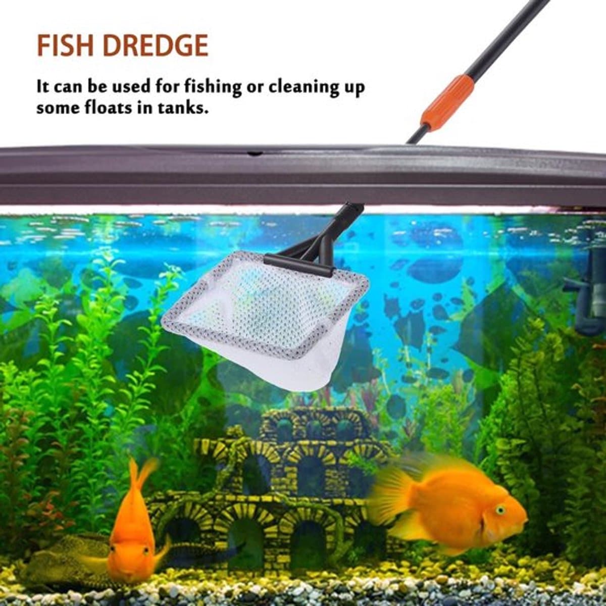 Complete set aquarium reinigingsgereedschappen met verstelbaar handvat - Voor een schone vissenkom met 6 functies thumbnail 4