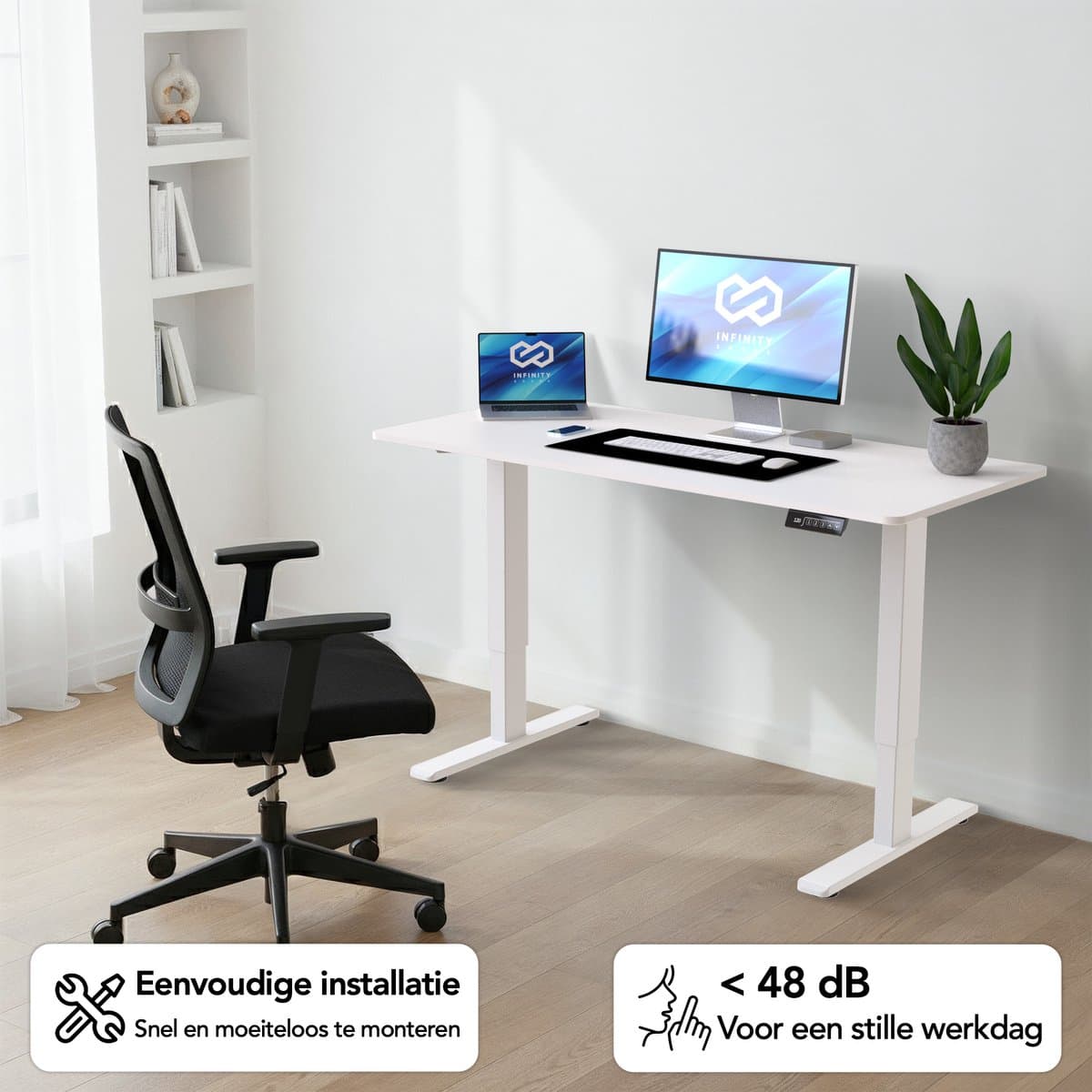 Infinity Goods Zit Sta Bureau Elektrisch Verstelbaar - 120 x 60 CM - Geheugenfunctie - Wit thumbnail 5