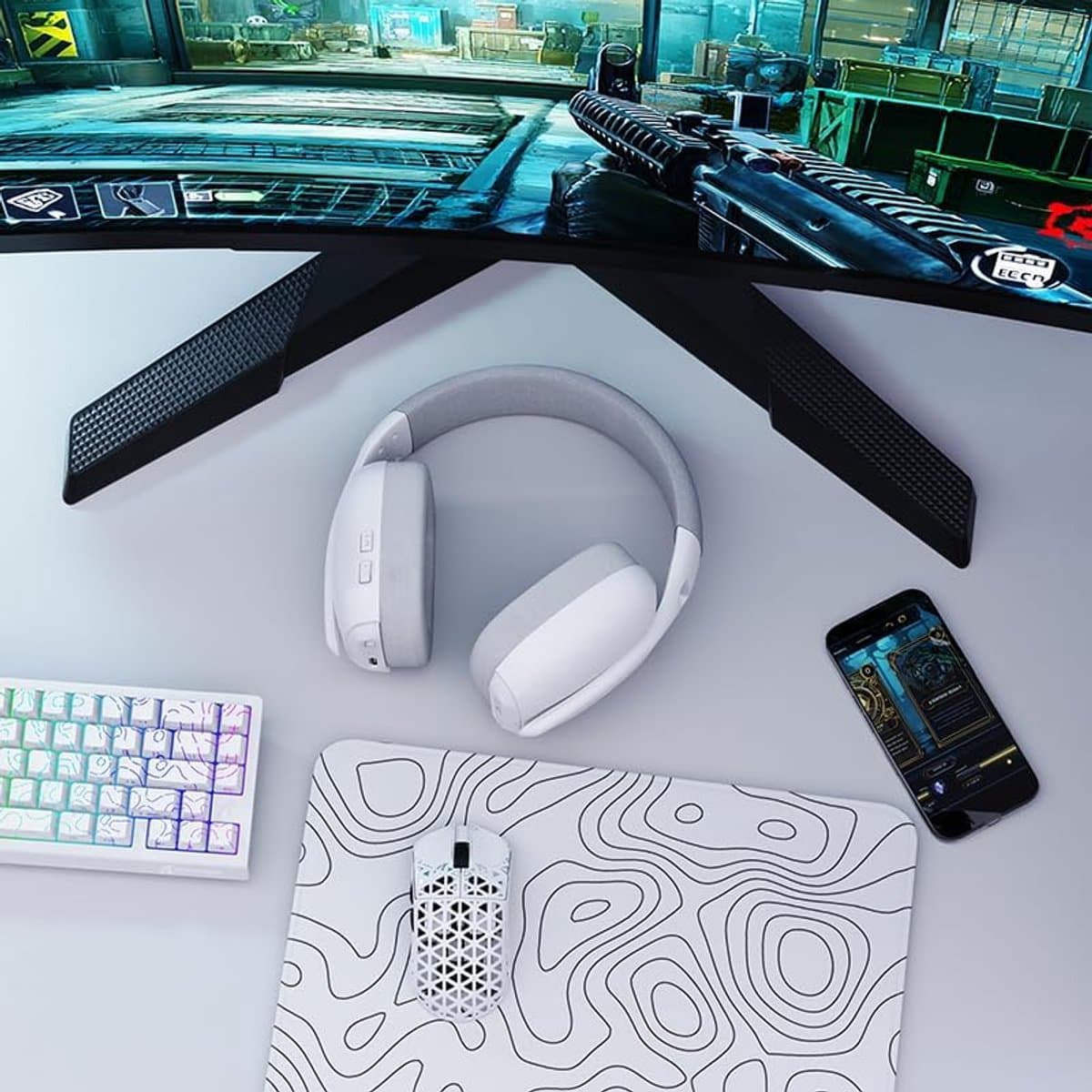 Attack Shark L80 PRO - Gaming Headset - Draadloos - 7.1 Surround Sound - Tri-Mode (2.4G/BT/3.5mm) - Dubbele Microfoon - 40mm Driver - Ultralicht 203g - PC/PS5/Xbox/Switch - Wit thumbnail 3