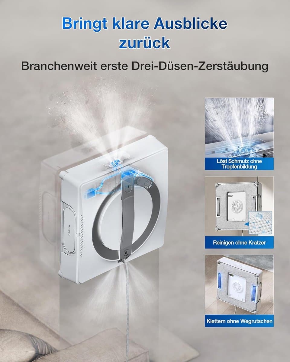 ECOVACS WINBOT W2 PRO OMNI Robot ramenreiniger–Ramenwasser–Ruitenreiniger – WIN-SLAM 4.0 intelligente routeplanning– 6-in-1 multifunctioneel station–12-traps veiligheidssysteem–Dubbele stroommodus–Voor ramen–Glazen deuren- 1000ml Schoonmaakmiddel thumbnail 3