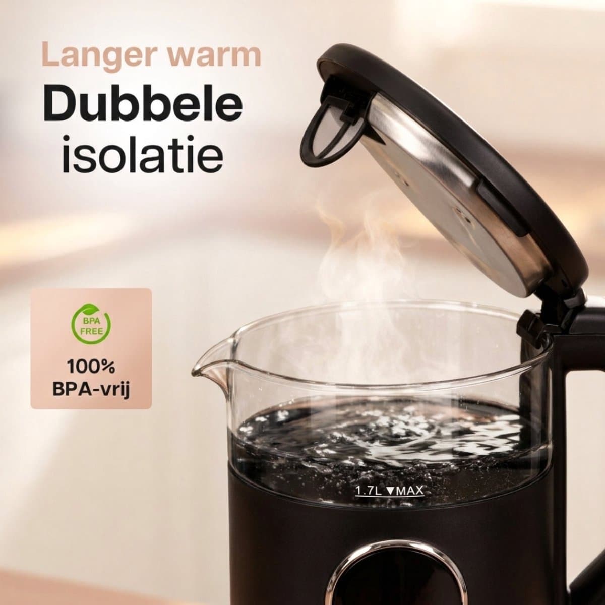 HomeShift Waterkoker 1,7L | Temperatuurregeling & Warmhoudfunctie thumbnail 7
