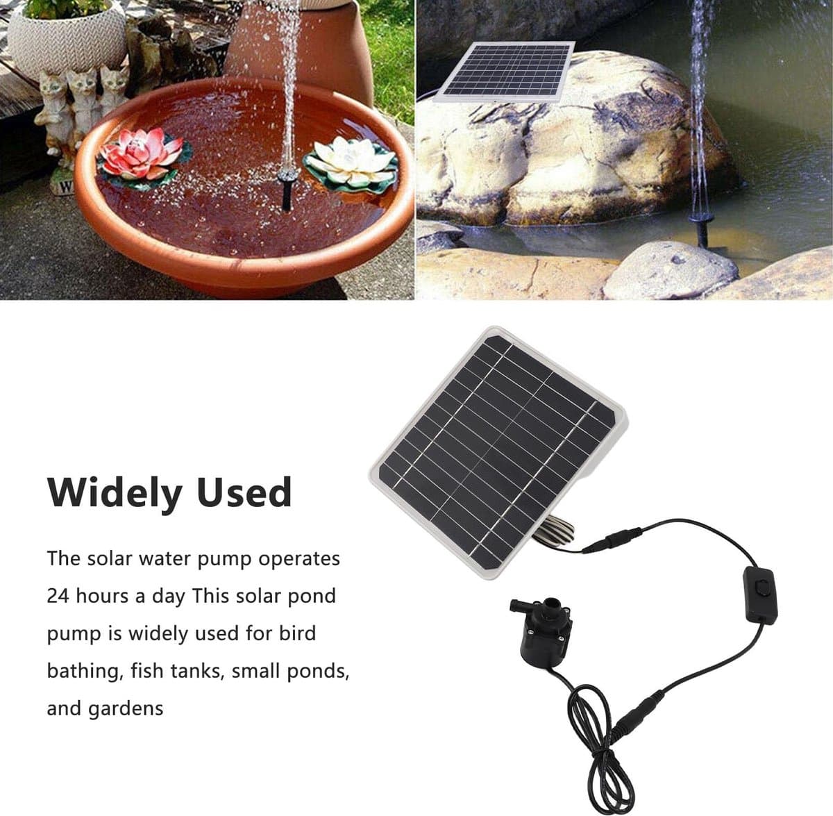 Allecto - Zonnepaneel Waterpomp - Energieopslag voor Tuin en Vijver - Duurzaam en Efficiënt - 50W - Waterbesparing - Eenvoudig te Installeren - Ges... thumbnail 2