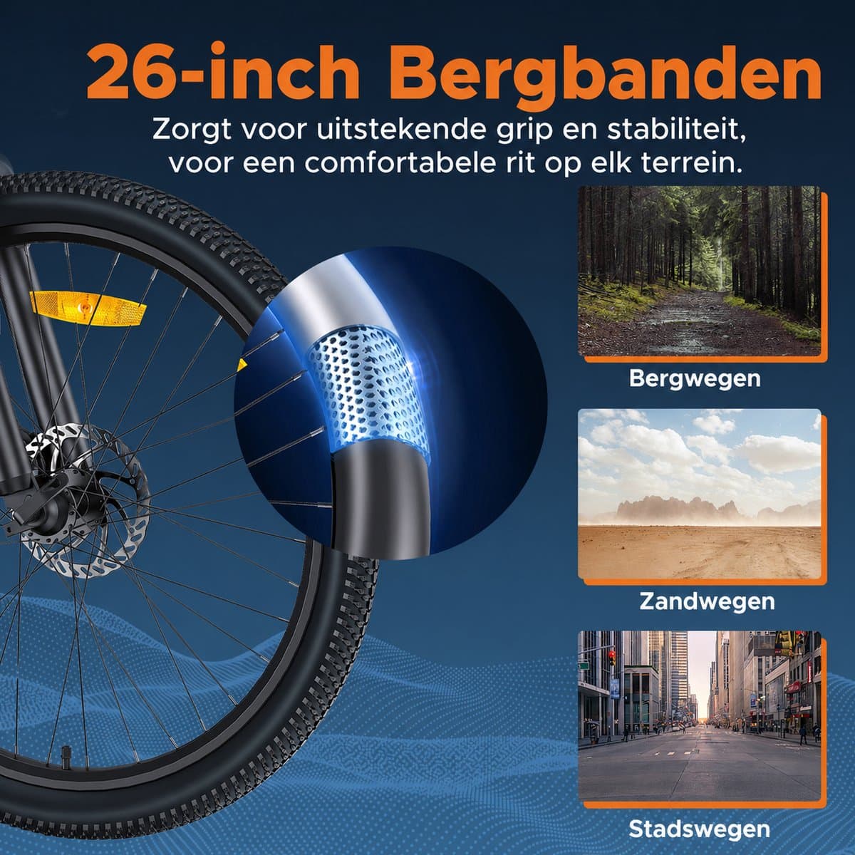 Hillmiles MileTrail 1 Elektrische fiets - Actieradius 80km - Verwijderbare batterij 36V13Ah - Motor 250W - Shimano 7 versnellingen - 26 Inch City Commuter EBike - blauw thumbnail 4