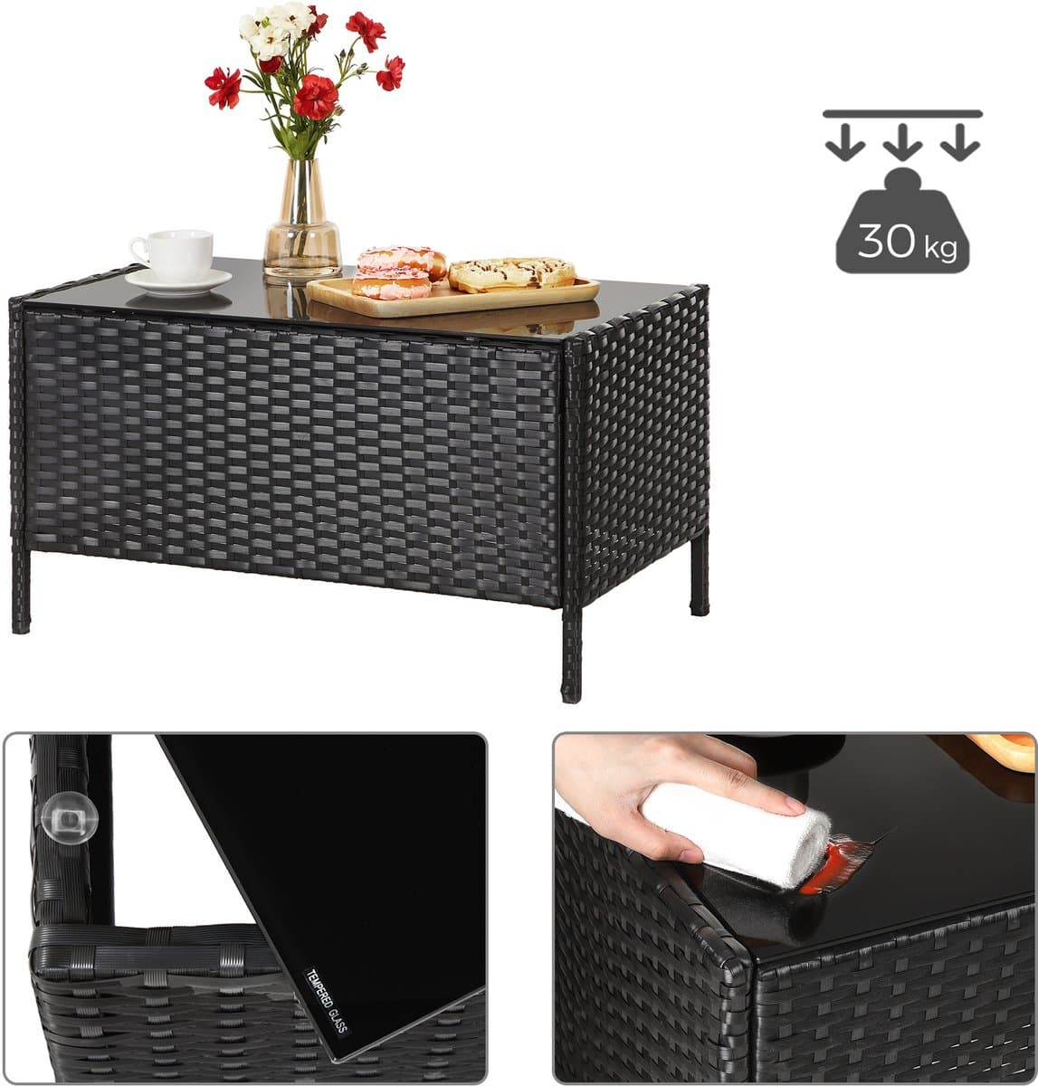 SONGMICS - Tuinset - Tuintafel - Tuinstoelen - Gemaakt van PE Polyrattan - Voor Terras en Tuin thumbnail 7