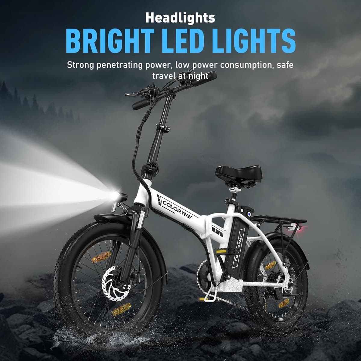 Elektrische Fiets Colorway BK11MS - 20*3.0 Inch Fat Tire City Commuter EBike met Afneembare 36V 12Ah Lithium Batterij - Opvouwbaar Mountain E-Bike met 250W Motor thumbnail 3