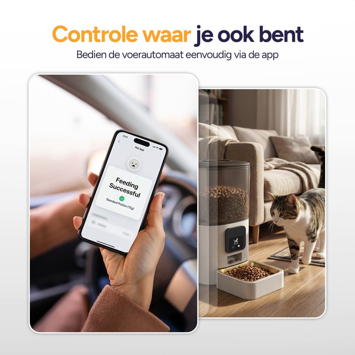 Viervoeter Feed - Automatische Voerbak 6L - Kat en Hond - Voerautomaat met App & Audio - Wit thumbnail 3