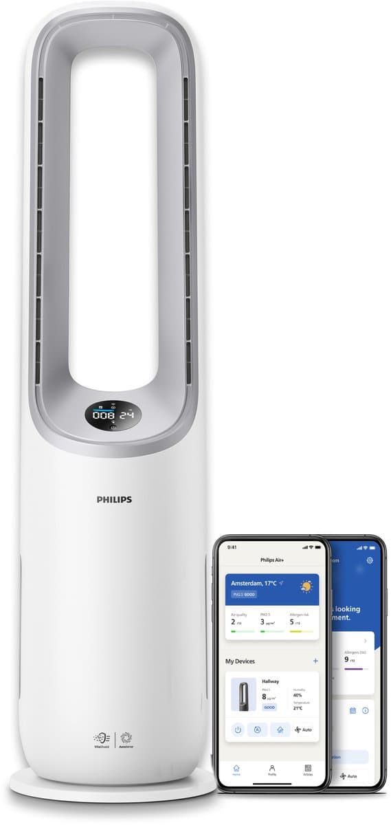 Philips 7000 Series Air Performer 2-in-1 Luchtreiniger en Ventilator - CADR 270m3/u - Ruimtes tot 70m2 - 3 laags HEPA Filtratie - Air+ app - Wit - AMF765/10 - afbeelding 1