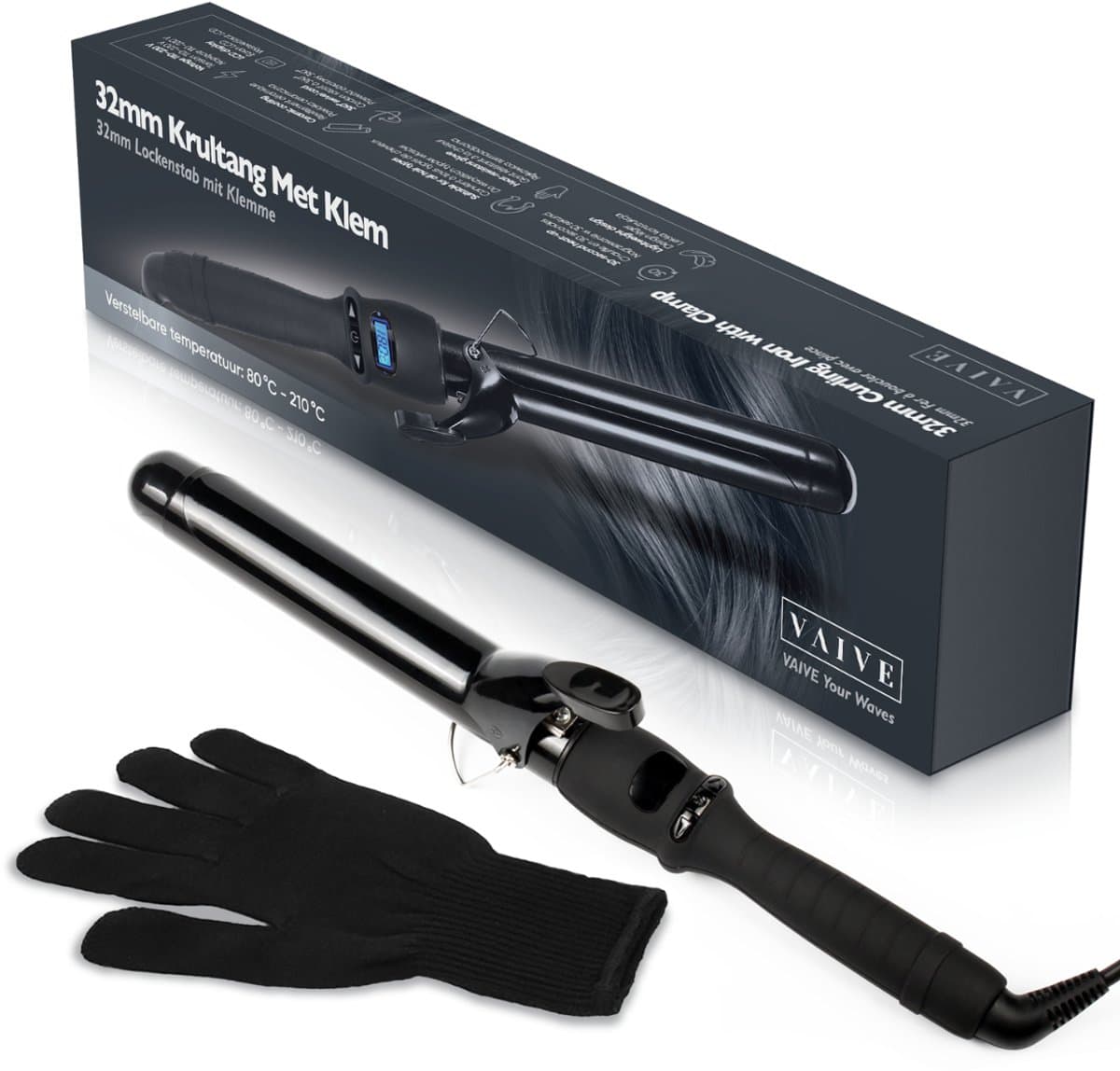 Vaive Krultang met Klem - 32MM - Krultangen - Haarkruller - Hair Curler - Curling Iron thumbnail 7