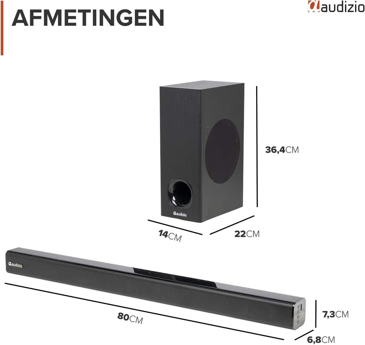 Soundbar - Audizio SB82S - HDMI-ARC - Bluetooth - 120 Watt - Optisch - Soundbar met subwoofer thumbnail 6