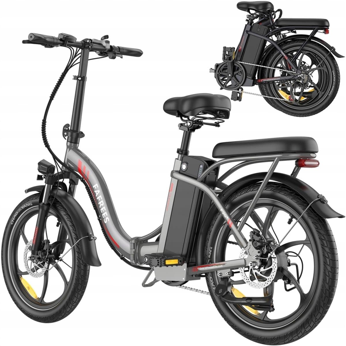 Fafrees F20+ Opvouwbare E-Bike 25km/h 20Ah Accu 250W Motor 90km Bereik Opvouwbare Elektrische Fiets 7 Versnellingen Shimano, 20x3.0 Dikke Banden, Mechanische Schijfremmen, Voorvering, LED Verlichting, Bagagedrager thumbnail 8