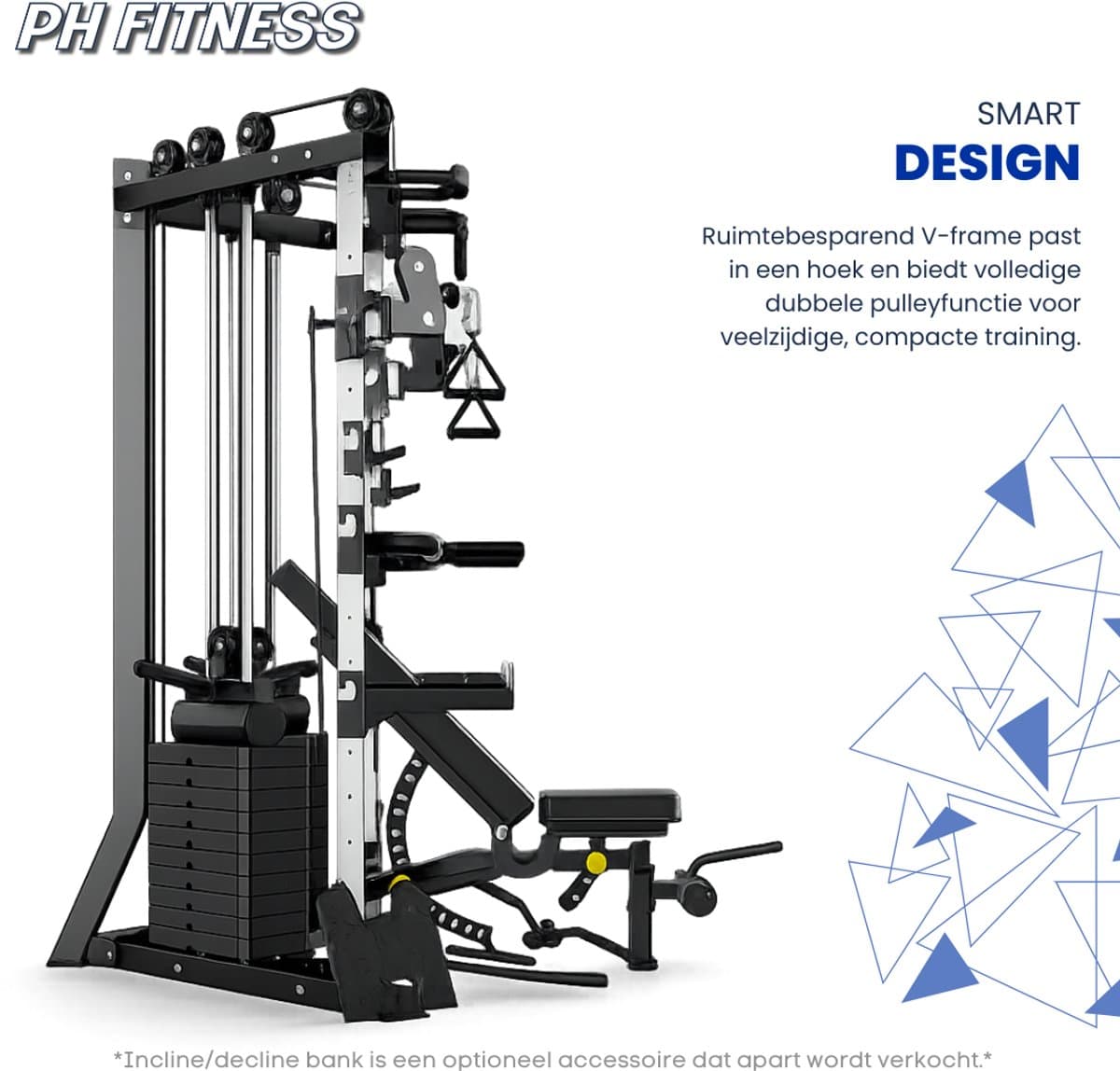 PH Fitness V-Frame Cable Crossover – Dubbele Pulley Krachtstation – 160KG Gewichtstapels – Full Body Rack – Compact & Professioneel – Home Gym thumbnail 7