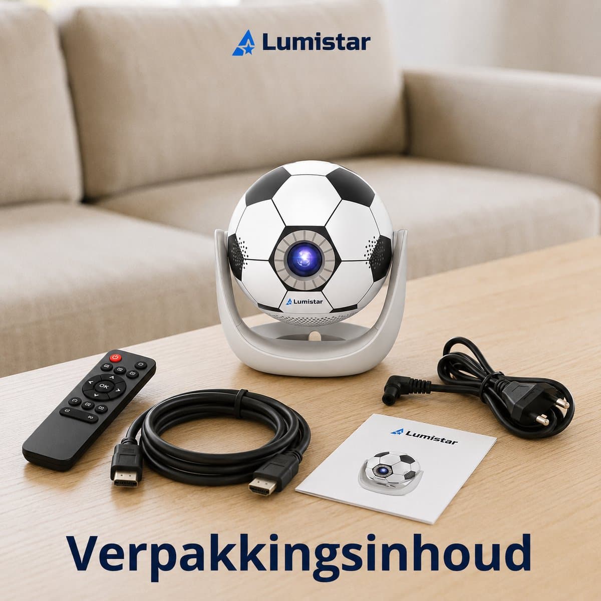 Lumistar Mini Beamer WK Editie - Voetbal Beamer - Alles-in-één Smart TV Projector - 2026 model - Android TV Besturingssysteem - WiFi & Bluetooth - 4k support - Beamer - Home Cinema thumbnail 6