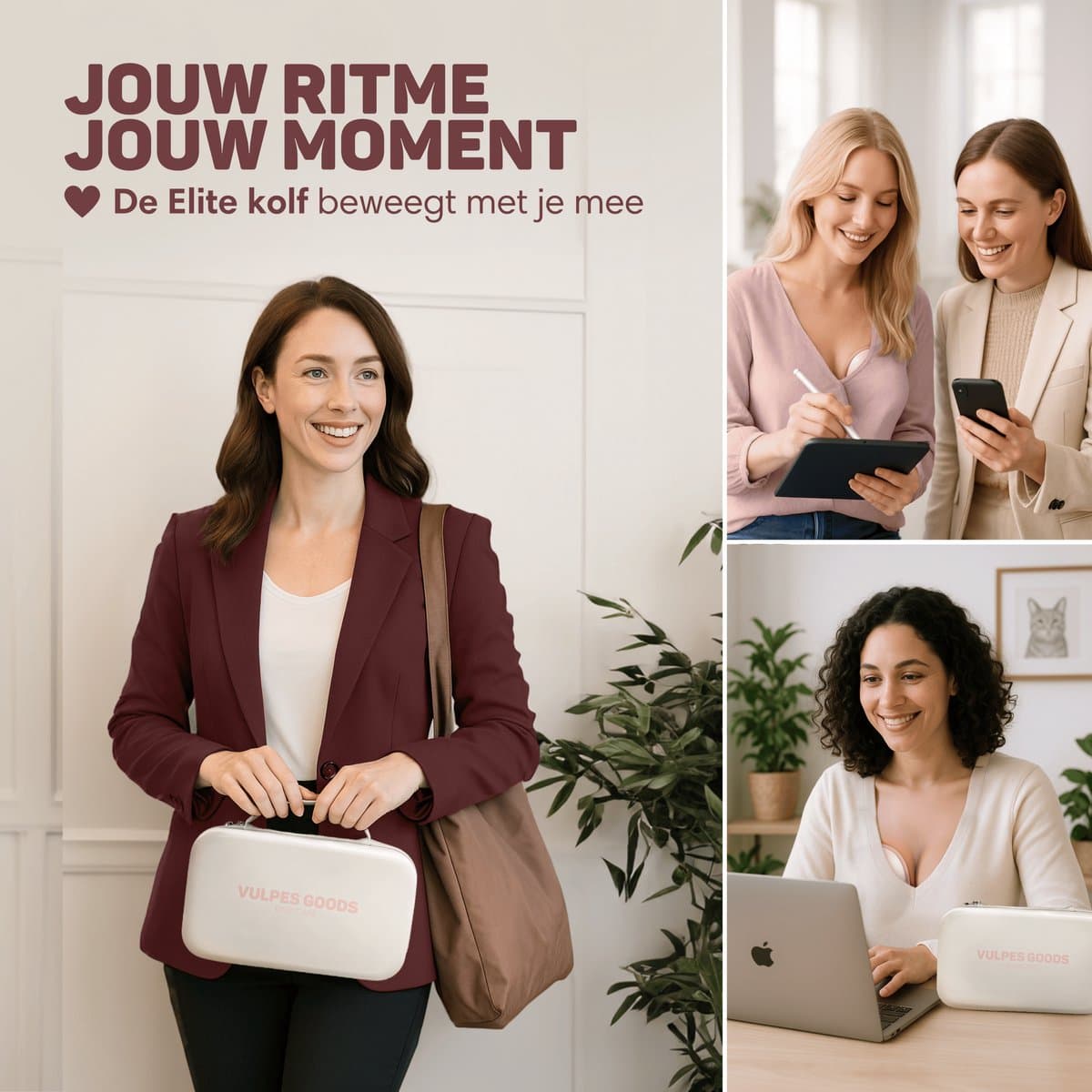 Vulpes Goods® BabyCare - Elektrische Borstkolf Elite - Handsfree Borstkolf - Dubbele Draadloze Borstkolf - Warmtecompressie - BPA-Vrij - App - Incl. Reiskoffer, Borstschildverkleiners, 60 Bewaarzakjes & Meer - Roze thumbnail 3