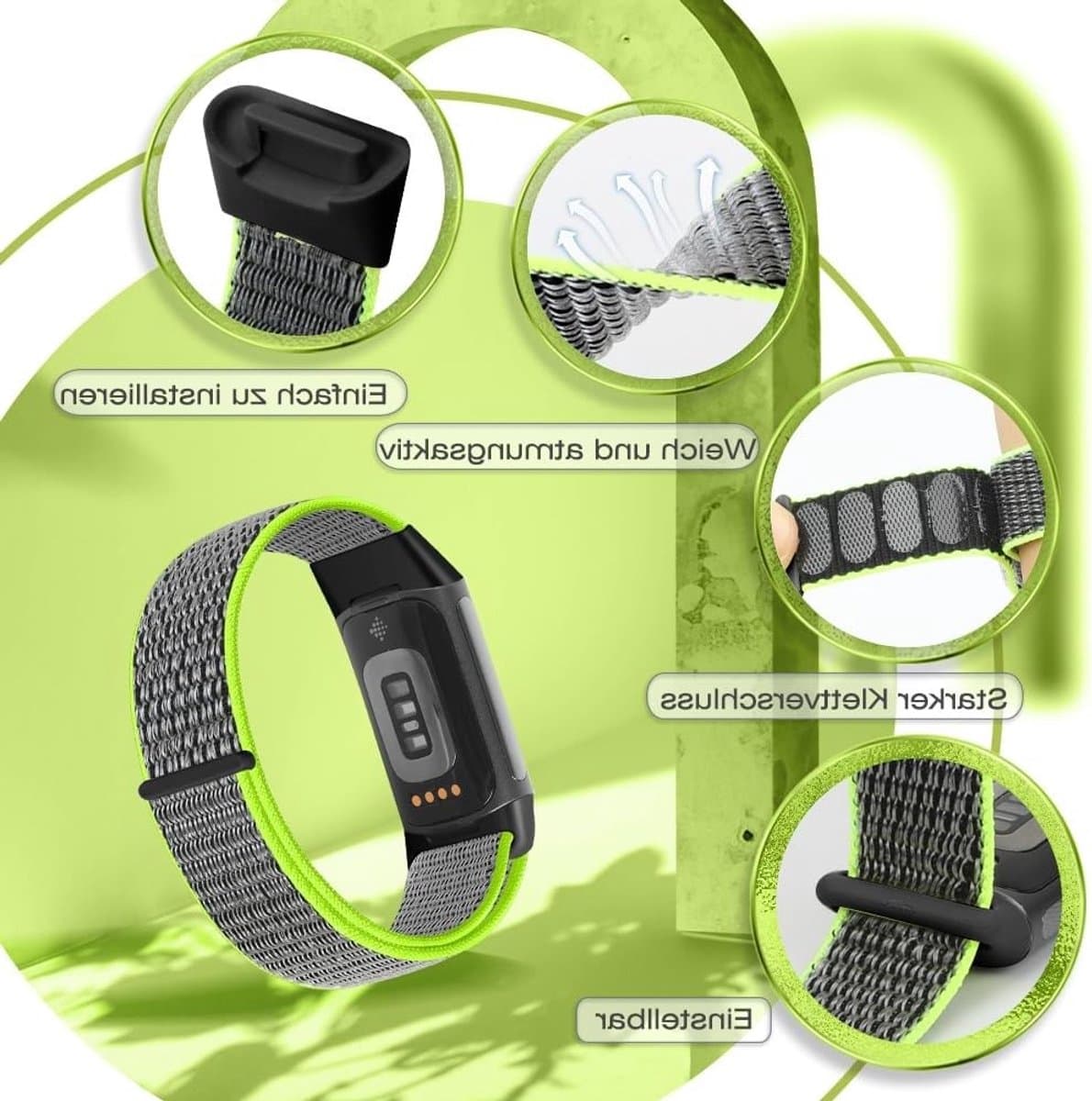 Verstelbare en Ademende Nylon Sportband voor Fitbit Charge 5 - Vervangband voor Fitness Tracker voor Dames en Heren thumbnail 3