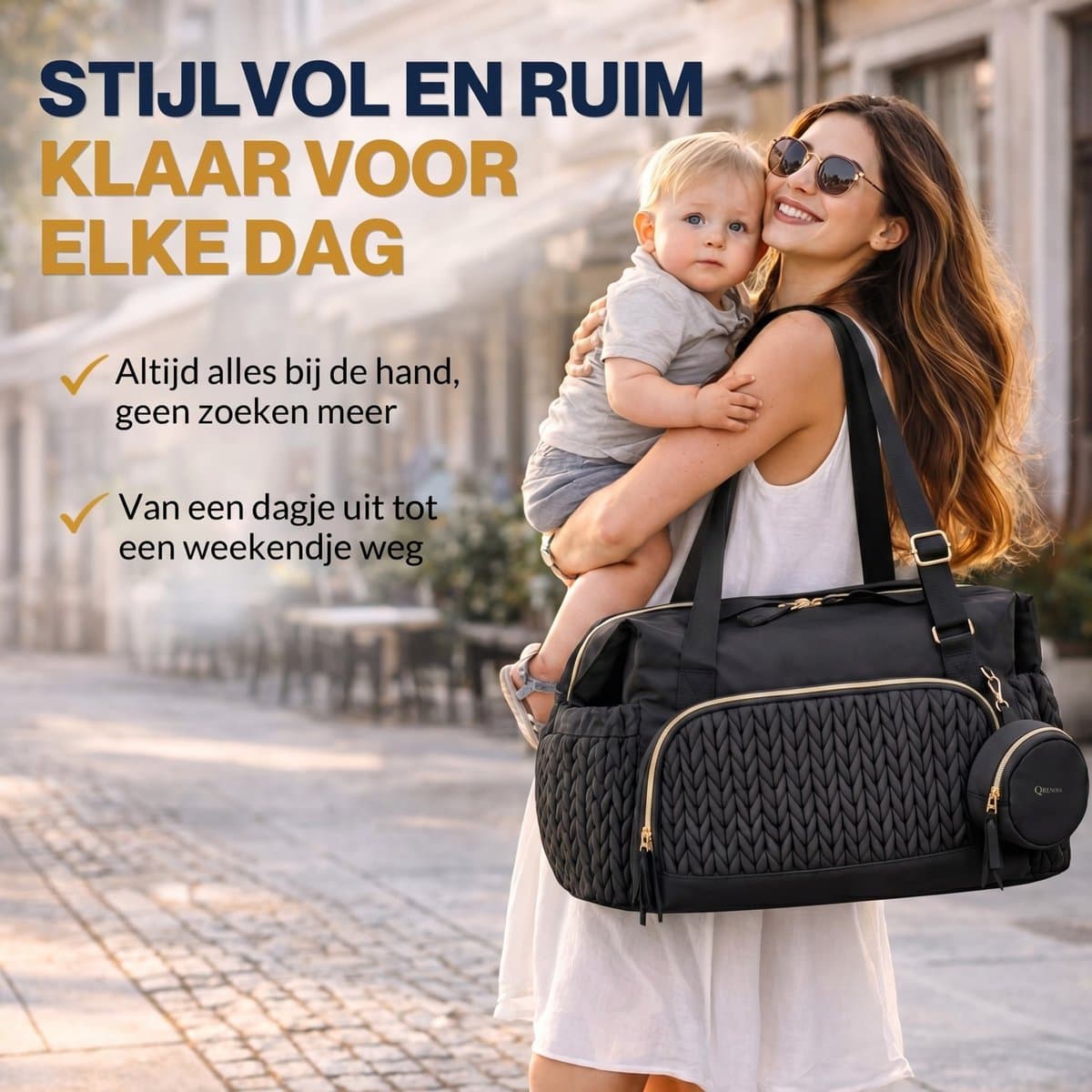 Qrenova Luiertas Groot – Inclusief verschoonmatras- Baby Verzorgingstas – 3 Draagmogelijkheden – Reis – Unisex – Zwart thumbnail 6