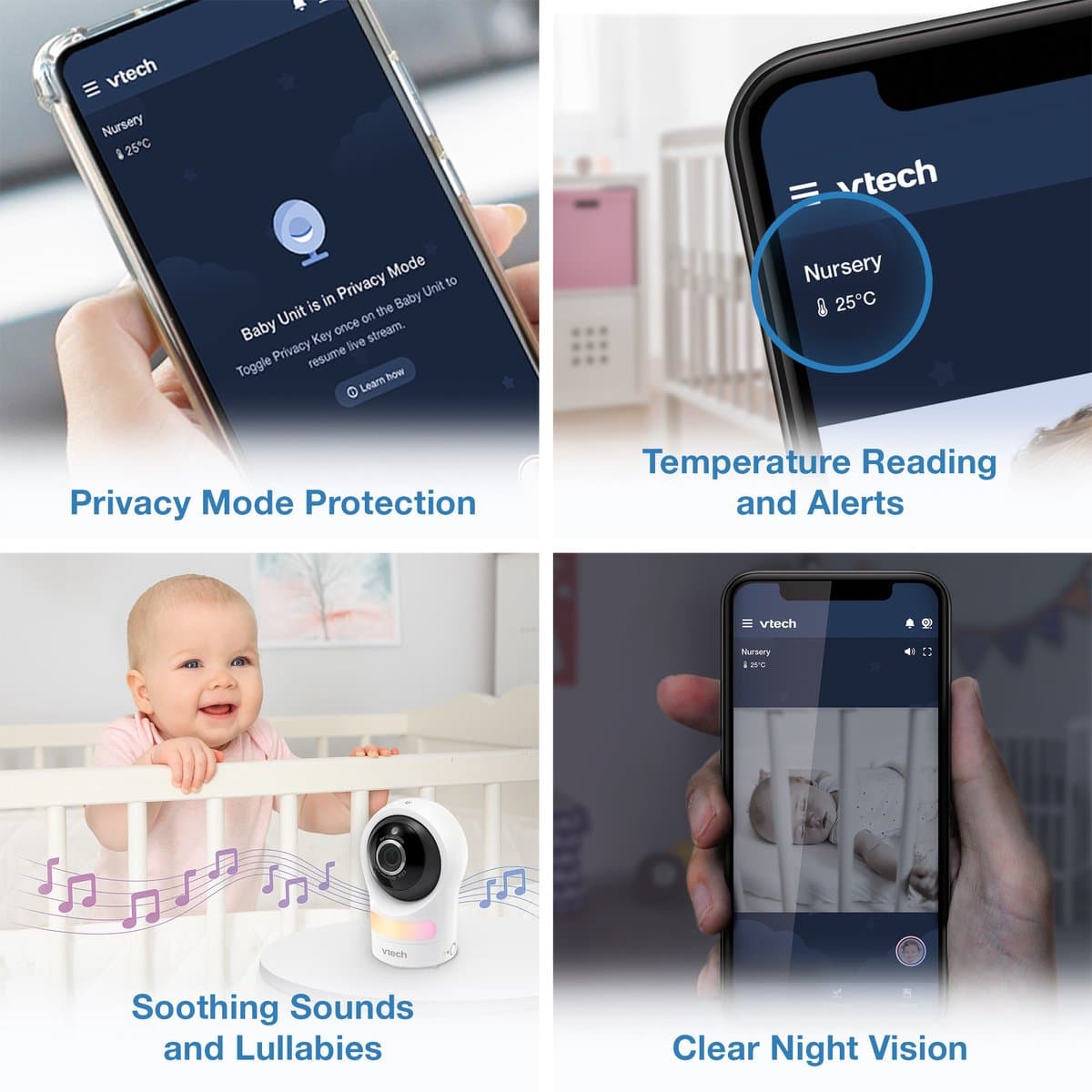 VTech RM4761 Smart video babyfoon met camera - 3.5 inch Scherm - 1080p Full HD - Pan & tilt - Zoom - Wi-Fi - Nachtlampje - Terugspreekfunctie thumbnail 6