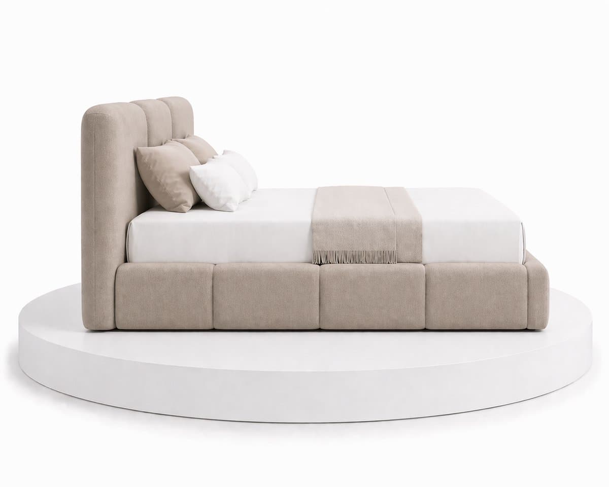 Japandi Bed Hikari - 160x200 Compleet - Boxspring met opbergruimte - Taupe - BalBedden thumbnail 2