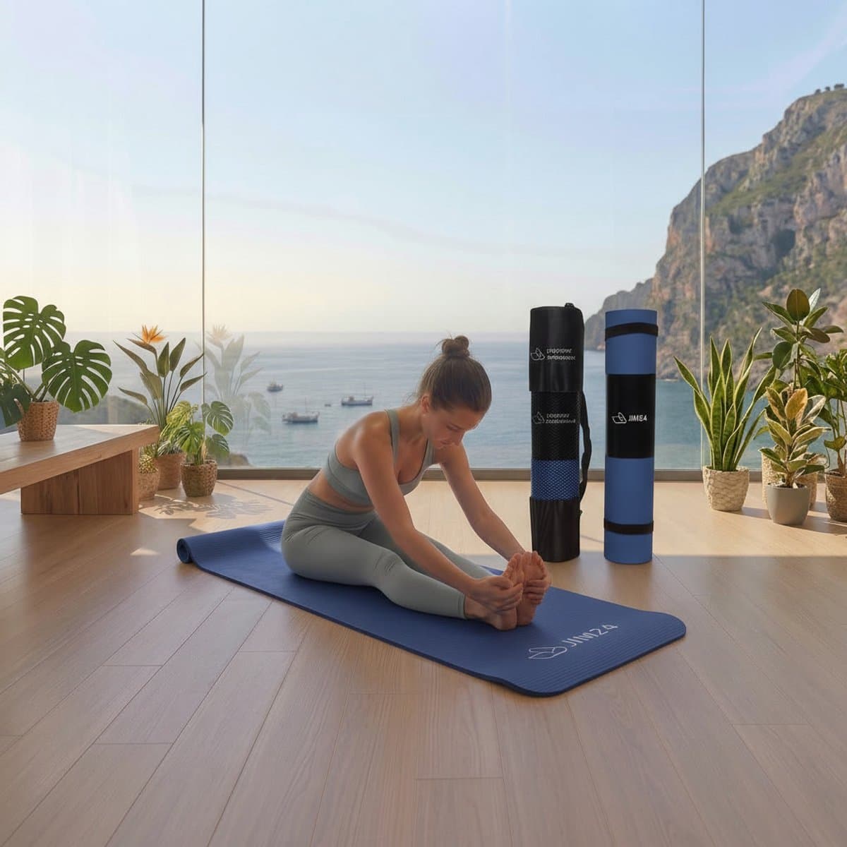 Jim24 Yogamat - Yoga Mat Extra Dik - 15 mm - Fitness Mat - Sport Mat - Antislip - Slijtvast - Incl. Draagtas - Blauw thumbnail 6
