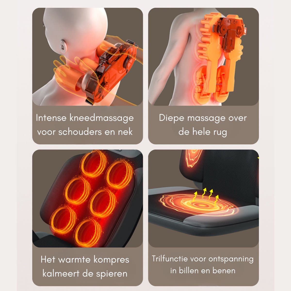 Caryota Shiatsu Massagestoel - Massage Apparaat - Massagekussen met Infrarood Warmte - 2-delig - Been thumbnail 5