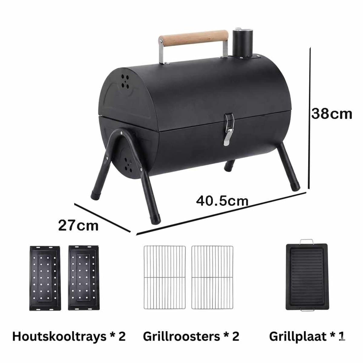 Draagbare Houtskool BBQ – Opvouwbare Barbecue met Deksel – 2-in-1 Grill & Bakplaat – Camping BBQ, Balkon BBQ, Tafel BBQ – Compacte BBQ Grill voor Tuin & Outdoor thumbnail 5