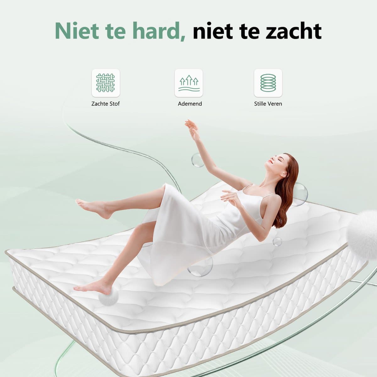 Saikefy Matras 80x200 cm - 22cm - Pocketvering Matras - 7-Zones - Orthopedisch - Afritsbaar en wasbaar hoeslaken - Anti-Allergie - Traagschuim - Gemiddelde Stevigheid thumbnail 6