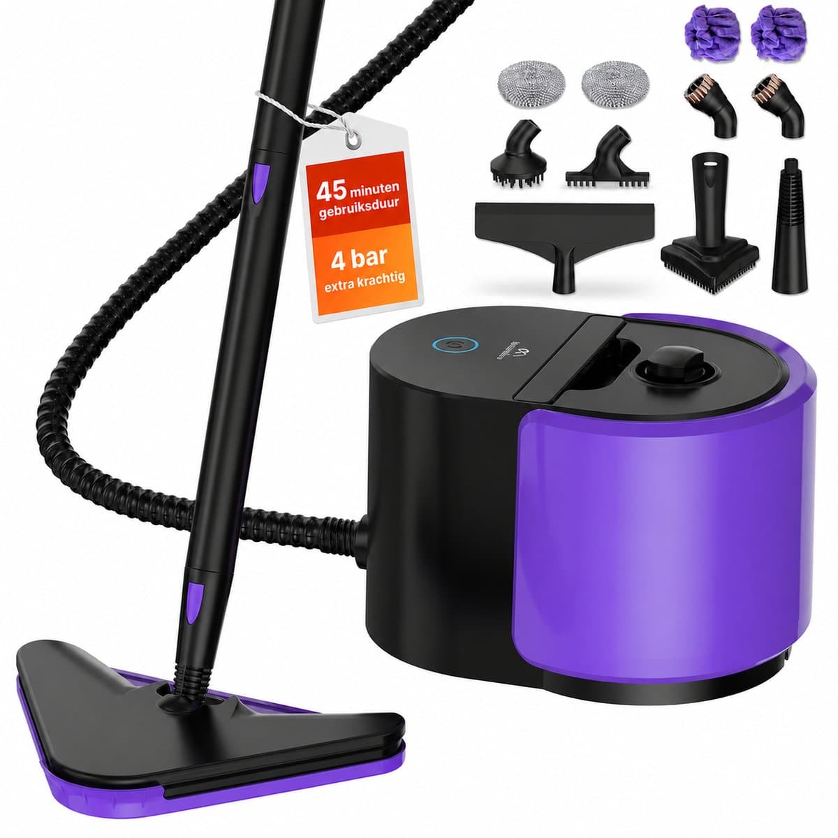 Motionflow Stoomreiniger PRO 4 bar – 16-delig, 1500W