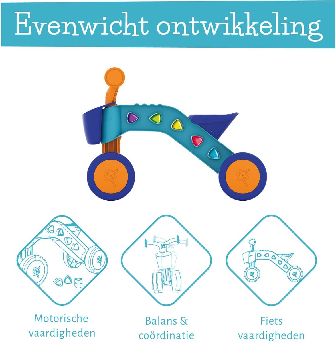 Chillafish Loopfiets 1 jaar voor jongens en meisjes met speelblokken - Loopwagen voor peuters tot 3 jaar met mandje - Blauw - Lichtgewicht - Stille anti slip banden voor binnen en buiten - Stabiele vierwieler - Model Itsibitsi thumbnail 4