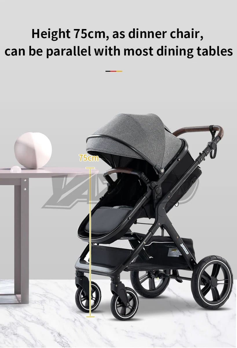 Luxe 3-in-1 Kinderwagen met Autostoel en Reiswieg – Opvouwbaar – Verstelbare Rugleuning Zwart thumbnail 6