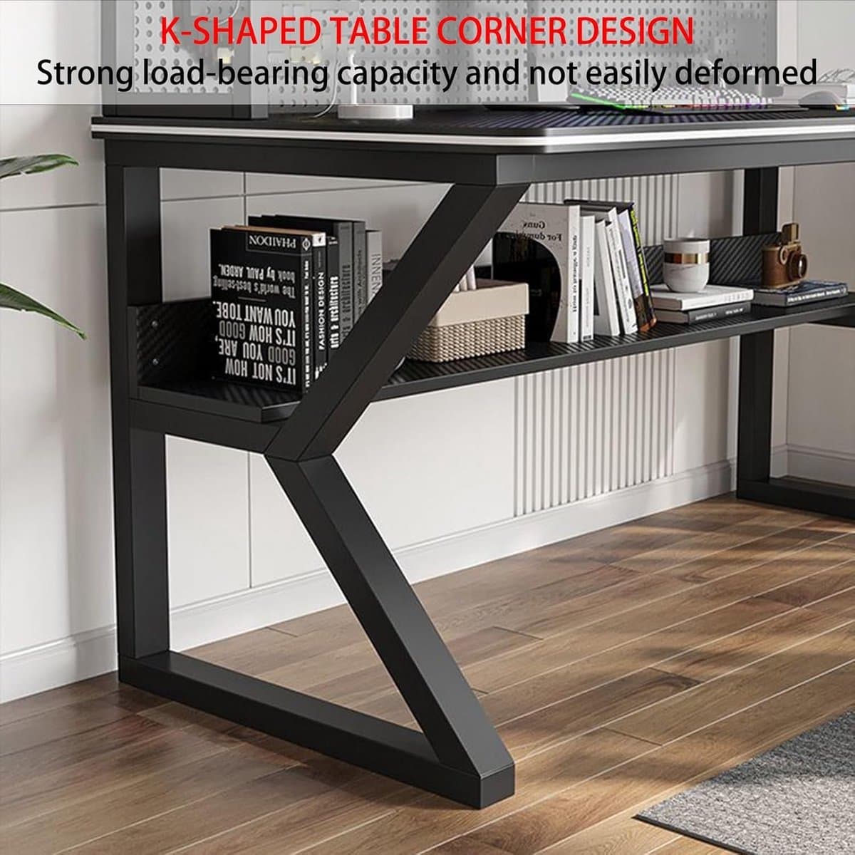 Bureau met opbergkast - Werktafel met plank - Thuiswerken organiseren - Stabiele K-vormige poten - 80x60x170cm - Wit thumbnail 2