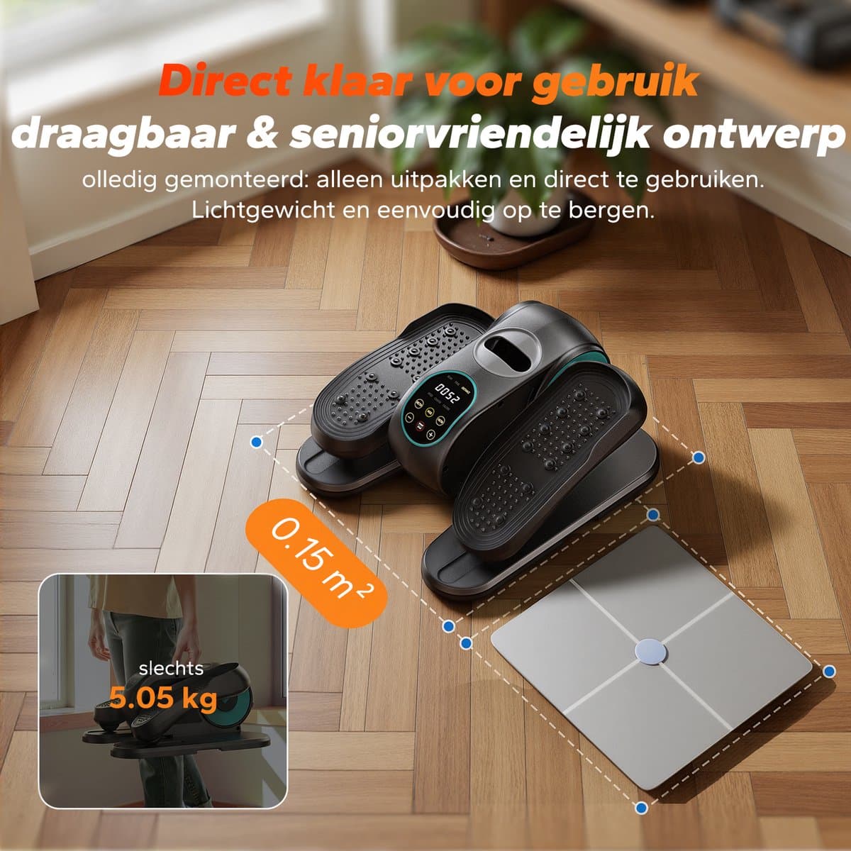 Mini Elliptische Crosstrainer & Stepper - Compacte Desk Bike met 12 Snelheden & LCD-Display - Ruimtebesparende Beentrainer & Stoelfiets voor Thuis en Kantoor - Blauw thumbnail 5
