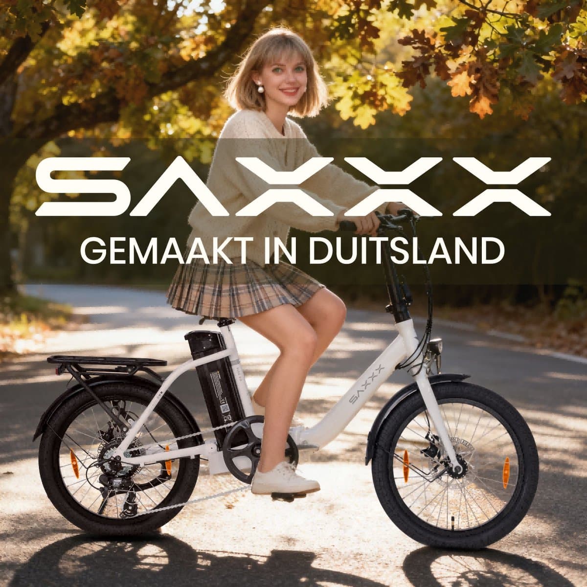 SAXXX Foldi 2.0 – 20 inch opvouwbare elektrische fiets – 36V 460Wh accu – 95% voorgemonteerd – ZOOM mechanische schijfremmen – achterwielmotor – Shimano 7 versnellingen – LCD-display – aluminium frame – kleur-LCD-display- glanzend wit thumbnail 8